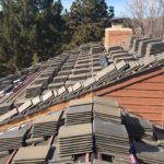 roof tiles stacked on angled roof