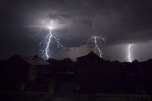 lightning on metal roof